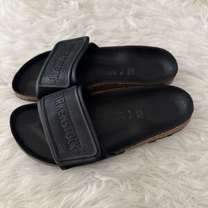 Birkenstock Sandals Womens 38 Black Adjustable Tema Slides Slip On Shoes Narrow